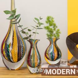 Small Glass Vase Hippie Colored Canes Hand Blown Murano-Style Art Glass Model