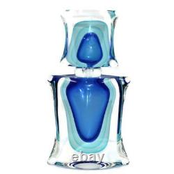 Sommerso Perfume Bottle Signed Luigi Onesto Murano Italy Blue & Aqua 10 1/4 MCM