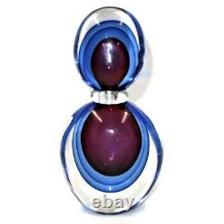 Sommerso Perfume Bottle Signed Luigi Onesto Murano Italy Blue Purple 9 1/2 MCM