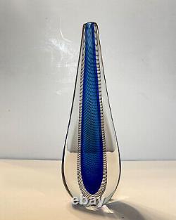 Sommerso murano Glass Tear Drop Swirl Sculpture Flavio 10 Vase Heavy Signed 94