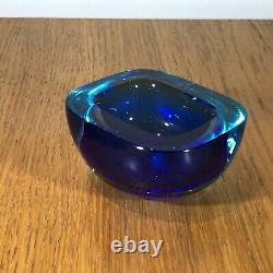 Space Age Murano Sommerso poli segusa cenedese ice blue oblong Geode Bowl