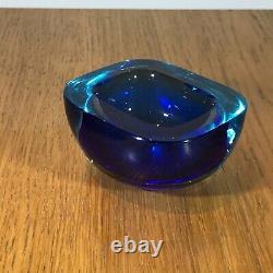 Space Age Murano Sommerso poli segusa cenedese ice blue oblong Geode Bowl