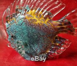 Spectacular Murano Art Glass Hand Made Tropical Discus Fish Paperweight