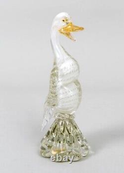 Stickered MURANO Venetian Art Glass Duck Goose Figure Hand Blown 10.5 Italy