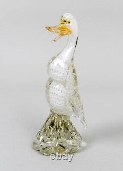 Stickered MURANO Venetian Art Glass Duck Goose Figure Hand Blown 10.5 Italy