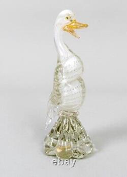 Stickered MURANO Venetian Art Glass Duck Goose Figure Hand Blown 10.5 Italy