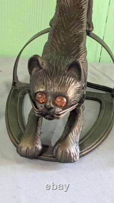 Stretch Cat Lamp With Murano Millefiori Hand Blown Blown Globe, Bronze 1930 Design