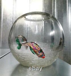 Studio Art Glass Fish Bowl Possibly By David Leppla Hand Blown trailed Murano