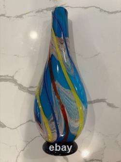 Stunning 17 Murano Footed Swirl Twist Hand Blown Glass Vase Vintage Italian