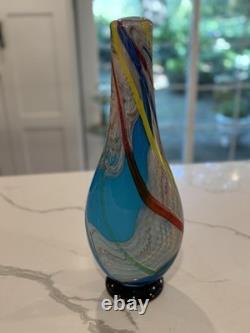 Stunning 17 Murano Footed Swirl Twist Hand Blown Glass Vase Vintage Italian