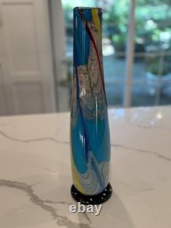 Stunning 17 Murano Footed Swirl Twist Hand Blown Glass Vase Vintage Italian