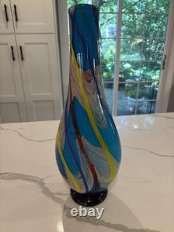 Stunning 17 Murano Footed Swirl Twist Hand Blown Glass Vase Vintage Italian