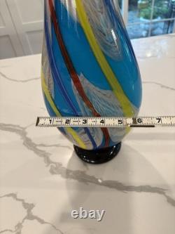 Stunning 17 Murano Footed Swirl Twist Hand Blown Glass Vase Vintage Italian