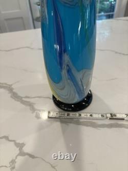 Stunning 17 Murano Footed Swirl Twist Hand Blown Glass Vase Vintage Italian