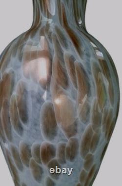 Stunning 22 Hand-Blown Murano Style Aventurine Vase Gold & Copper White Italian