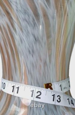 Stunning 22 Hand-Blown Murano Style Aventurine Vase Gold & Copper White Italian