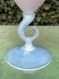 Stunning Empoli Murano Italian Opaline Opalescent Glass Art Vase 1950s