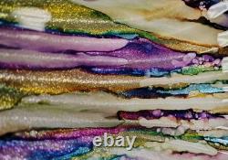 Stunning Hand Blown Art Glass Shell Shaped Bowl. Glitter/Multicolors. Murano