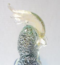 Stunning Murano Glass Cockatoo Sculpture 13 Hand-Blown Blue, Green, Gold Italy