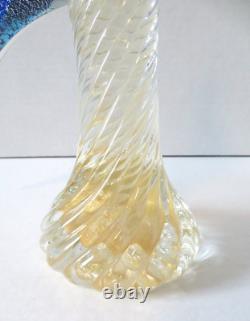 Stunning Murano Glass Cockatoo Sculpture 13 Hand-Blown Blue, Green, Gold Italy