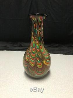 Stunning Murano Hand Blown Glass Vase Rainbow Drip Pattern KG WS17 Beautiful