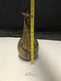 Stunning Murano Hand Blown Glass Vase Rainbow Drip Pattern KG WS17 Beautiful