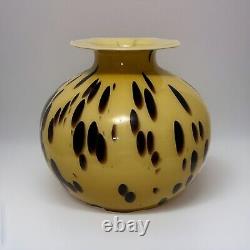 Stunning Murano Style Tortoise Shell Design Hand Blown Glass Vase 9.5 Tall