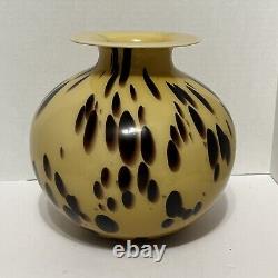 Stunning Murano Style Tortoise Shell Design Hand Blown Glass Vase 9.5 Tall