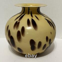 Stunning Murano Style Tortoise Shell Design Hand Blown Glass Vase 9.5 Tall