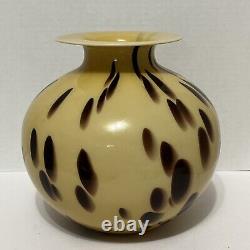 Stunning Murano Style Tortoise Shell Design Hand Blown Glass Vase 9.5 Tall