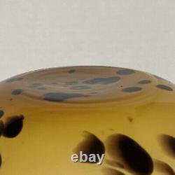 Stunning Murano Style Tortoise Shell Design Hand Blown Glass Vase 9.5 Tall