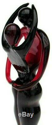 Stunning! Murano XL 19cm Art Glass Freeform Lovers Sculpture Figure Dark Red