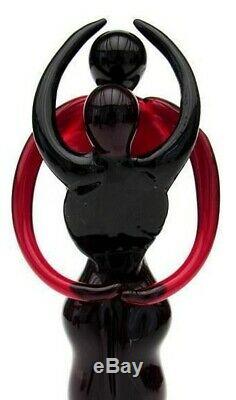 Stunning! Murano XL 19cm Art Glass Freeform Lovers Sculpture Figure Dark Red