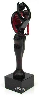 Stunning! Murano XL 19cm Art Glass Freeform Lovers Sculpture Figure Dark Red