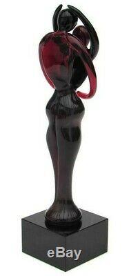 Stunning! Murano XL 19cm Art Glass Freeform Lovers Sculpture Figure Dark Red