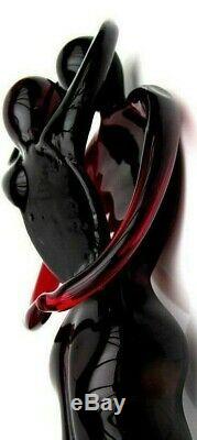 Stunning! Murano XL 19cm Art Glass Freeform Lovers Sculpture Figure Dark Red