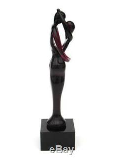 Stunning! Murano XL 19cm Art Glass Freeform Lovers Sculpture Figure Dark Red