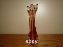 Stunning RUBY RED Art Glass LARGE Hand Blown VASE Italian Murano Modernist Style