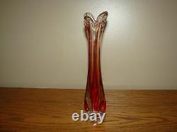 Stunning RUBY RED Art Glass LARGE Hand Blown VASE Italian Murano Modernist Style