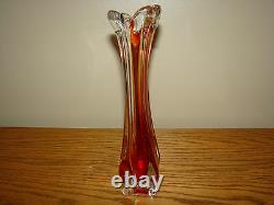 Stunning RUBY RED Art Glass LARGE Hand Blown VASE Italian Murano Modernist Style