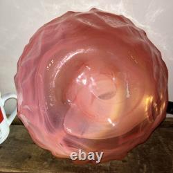 Stunning Vintage Hand Blown Abstract Murano Pink/White Swirl Art Glass Bowl 10