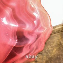 Stunning Vintage Hand Blown Abstract Murano Pink/White Swirl Art Glass Bowl 10