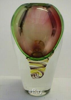 Stunning Vintage Large Art Glass Vase, Style of Murano, Summerso, Onesto 1960's