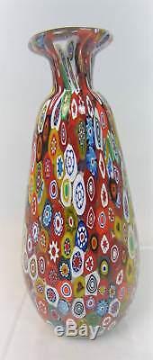 Stunning Vintage MCM Hand-Blown Gambaro & Poggi Millefiori Italian Murano Vase