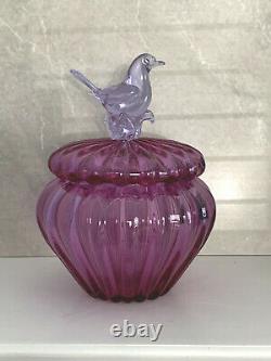 Super Rare Murano Glass Lidded Dish Bowl Hand Blown Bird Seguso