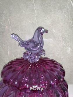 Super Rare Murano Glass Lidded Dish Bowl Hand Blown Bird Seguso