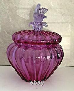 Super Rare Murano Glass Lidded Dish Bowl Hand Blown Bird Seguso