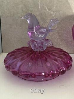 Super Rare Murano Glass Lidded Dish Bowl Hand Blown Bird Seguso