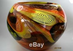 Swirled Murano Glass Vase Mid Century Modern Hand Blown