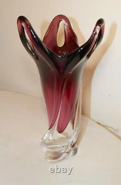 TALL vintage hand blown art studio glass Italian Murano vase Italy venetian